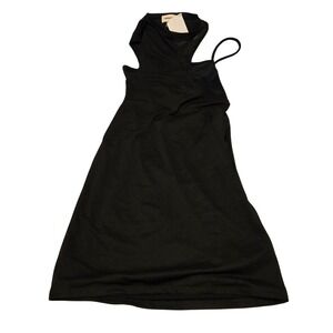 NWT  Open Edit XS Black‎ Dress Sleeveless One Shoulder Mini Bodycon Party